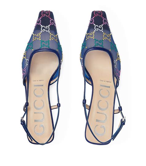 cursive gucci writing shoes blue|gucci slingback shoes.